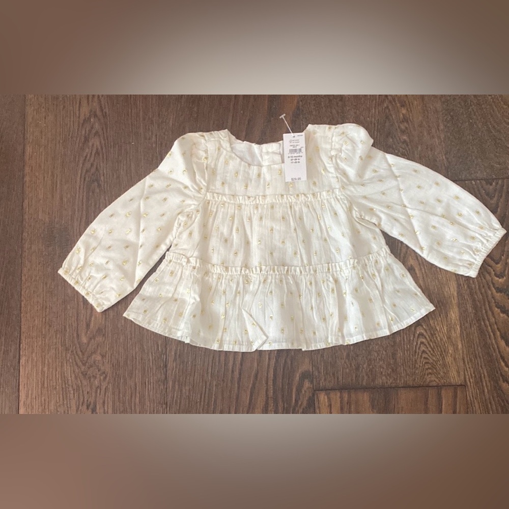 NWT white/gold polka dot top
